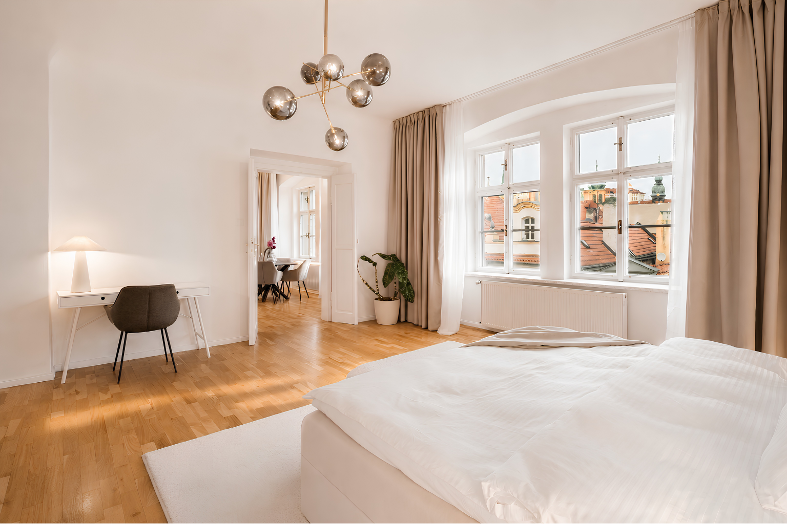 Bedroom opening into the living room