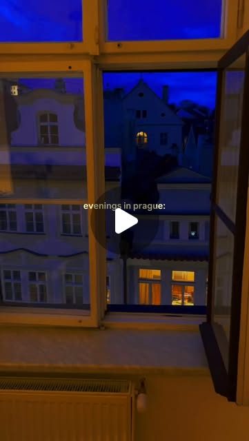 Blue-hour Prague view from the residence, the cover of the viral Instagram reel